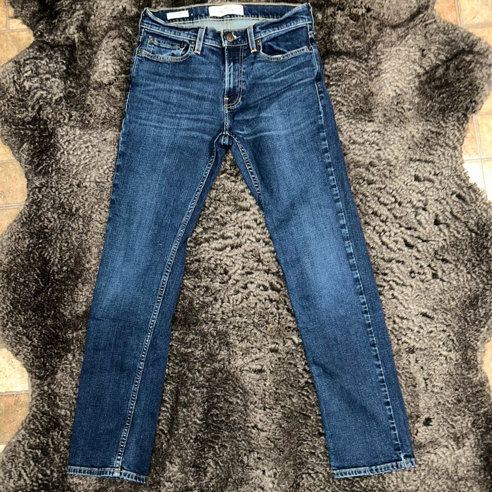 Hollister Co Mens Dark Wash Slim Straight Denim Jeans Size 29x32 Small